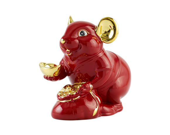 Chuột Phú 20cm Trang Trí Vàng 24K