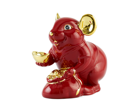  Chuột Phú 20 cm – Màu Đỏ - Trang trí vàng 24K 