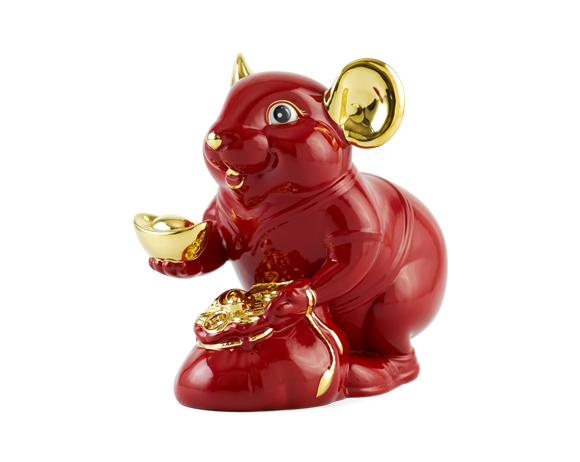 Chuột Phú 20 cm – Màu Đỏ - Trang trí vàng 24K