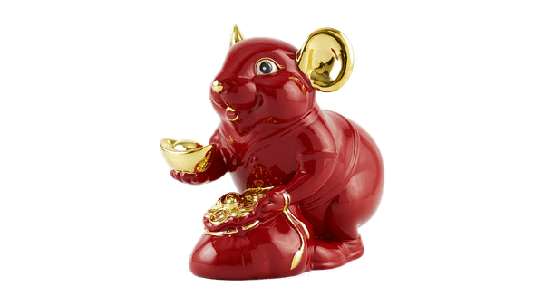 Chuột Phú 20 cm – Màu Đỏ - Trang trí vàng 24K