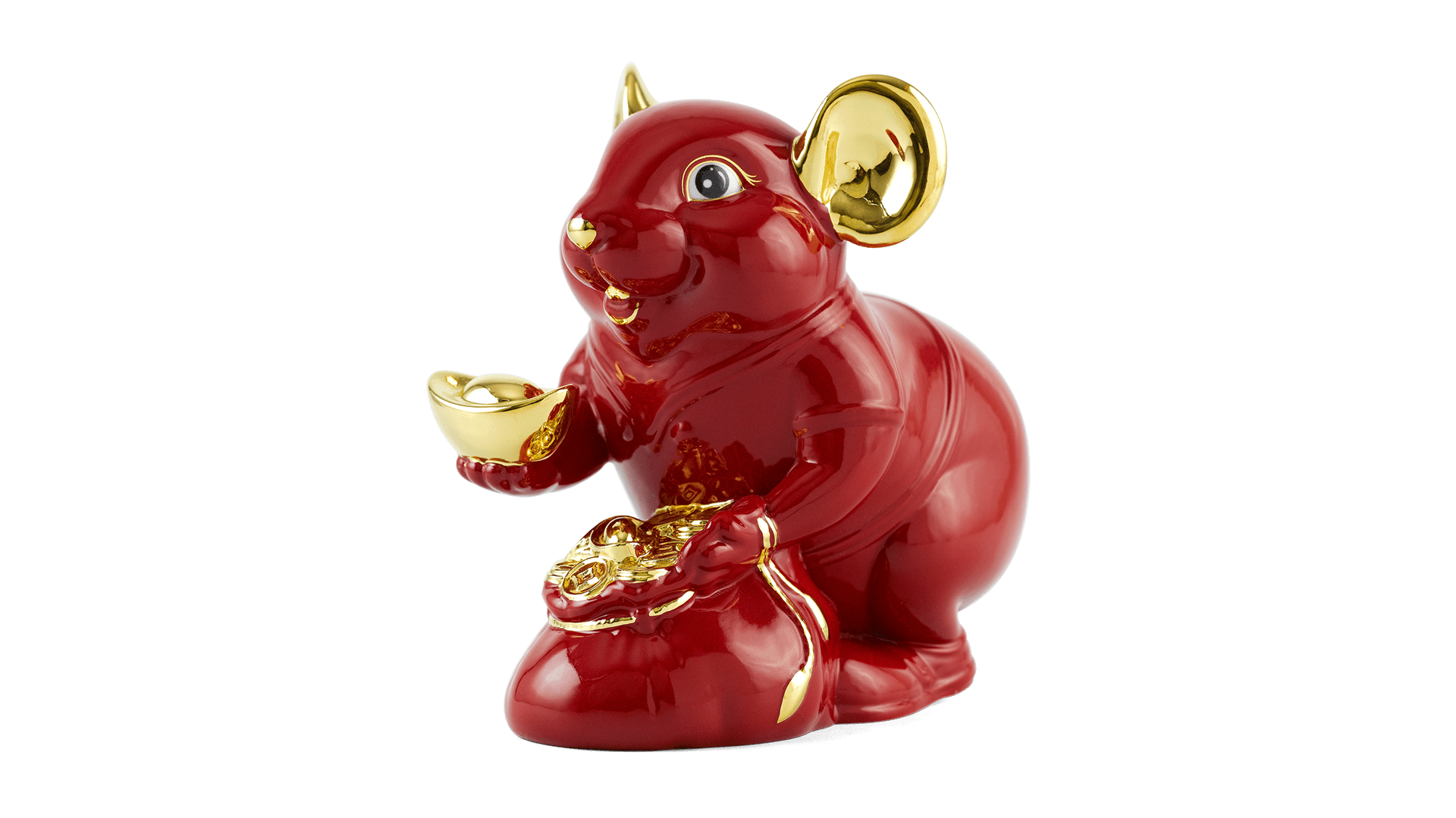 Chuột Phú 20 cm – Màu Đỏ - Trang trí vàng 24K