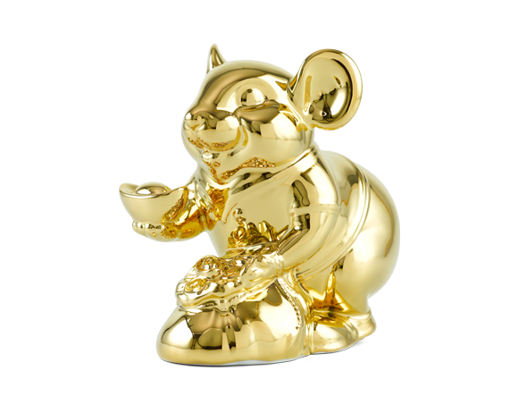 Chuột Phú 20cm Trang Trí Dát Vàng 24K