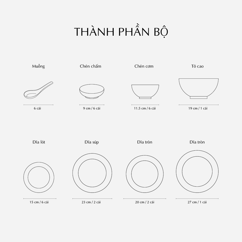 Bộ đồ ăn 30 sản phẩm - Cordon - Men Ngọc Sương Mờ (Trang trí Vàng)
