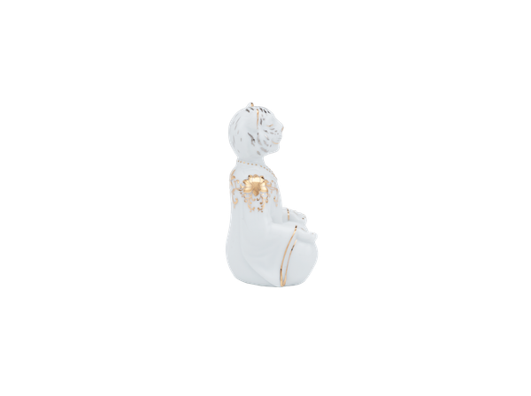 Hổ An Lạc 9.5 cm -  Màu Trắng - Trang trí Vàng 24K