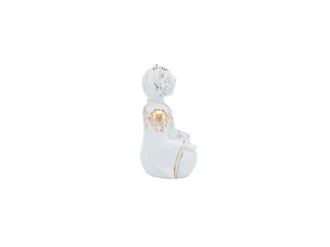  Hổ An Lạc 9.5 cm -  Màu Trắng - Trang trí Vàng 24K 