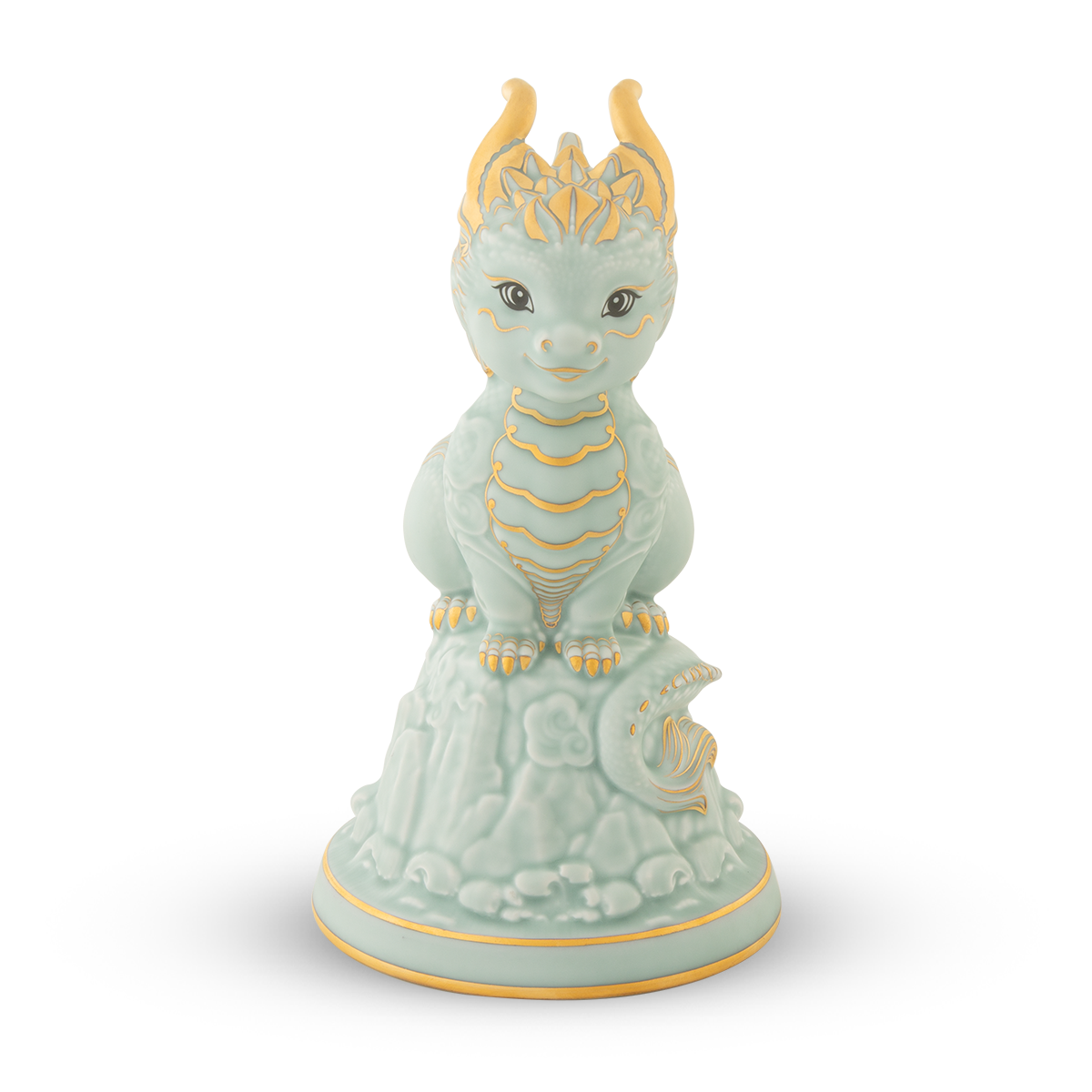 Tượng rồng hảo đức 23.9 cm - men ngọc sương mờ