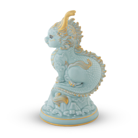  Tượng rồng Hảo Đức 23.9 cm - Men Ngọc Sương Mờ 