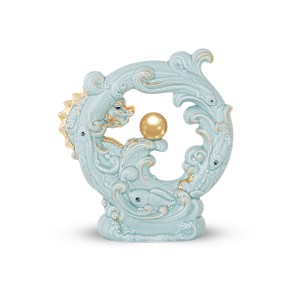 Tượng rồng Khải Đức 23.9 cm - Men Ngọc (bóng)