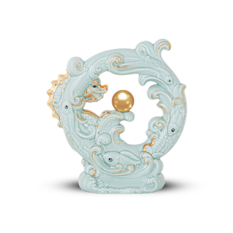  Tượng rồng Khải Đức 23.9 cm - Men Ngọc (bóng) 