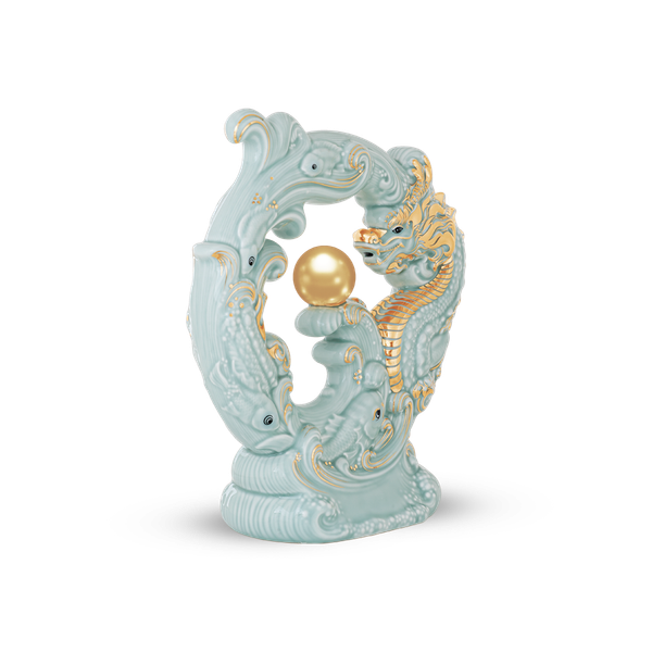 Tượng rồng Khải Đức 23.9 cm - Men Ngọc (bóng)