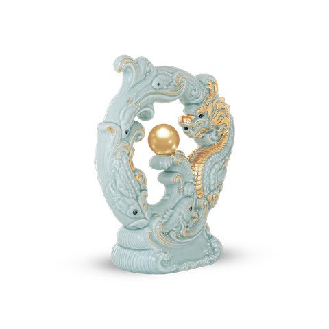  Tượng rồng Khải Đức 23.9 cm - Men Ngọc (bóng) 