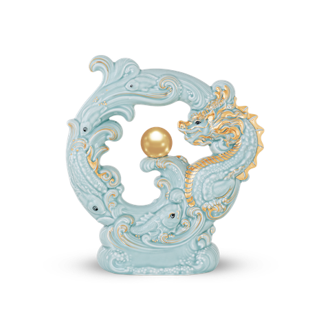  Tượng rồng Khải Đức 23.9 cm - Men Ngọc (bóng) 