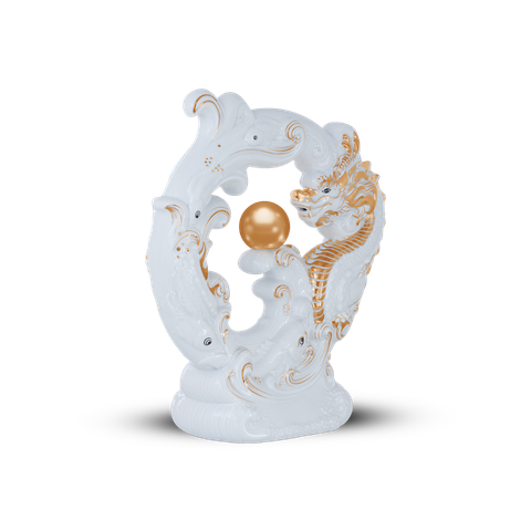  Tượng rồng Khải Đức 23.9 cm - Màu Trắng 