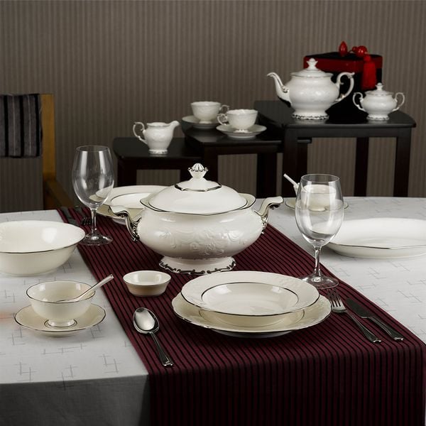 Bộ đồ ăn 6 người 32 sản phẩm - Đài Các IFP - Chỉ Bạch Kim