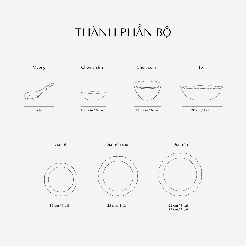 Bộ đồ ăn 32 sản phẩm - Sen IFP - Chỉ Bạch Kim