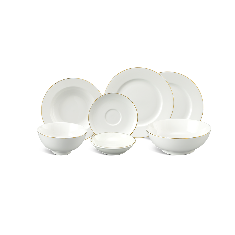 Bộ đồ ăn 10 người 36 sản phẩm - Jasmine - Chỉ Vàng (check)