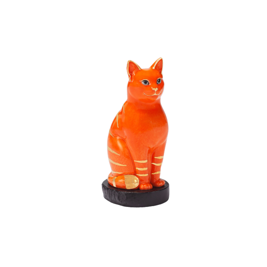 Mèo Đại Cát - Trang trí vàng (17.4 cm) - Màu Cam