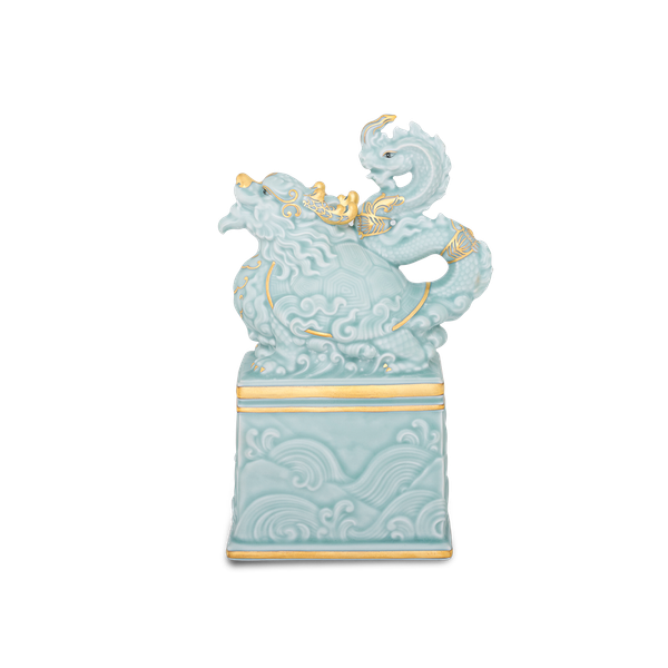 Tượng Rắn Bảo Hợp Thái Hòa 17 cm - Men Ngọc Sương Mờ