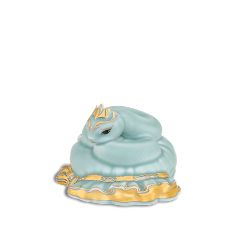  Tượng Rắn Bảo Kim 17 cm - Men Ngọc Sương Mờ 