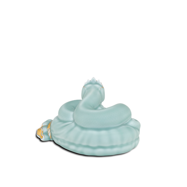 Tượng Rắn Bảo Kim 17 cm - Men Ngọc Sương Mờ