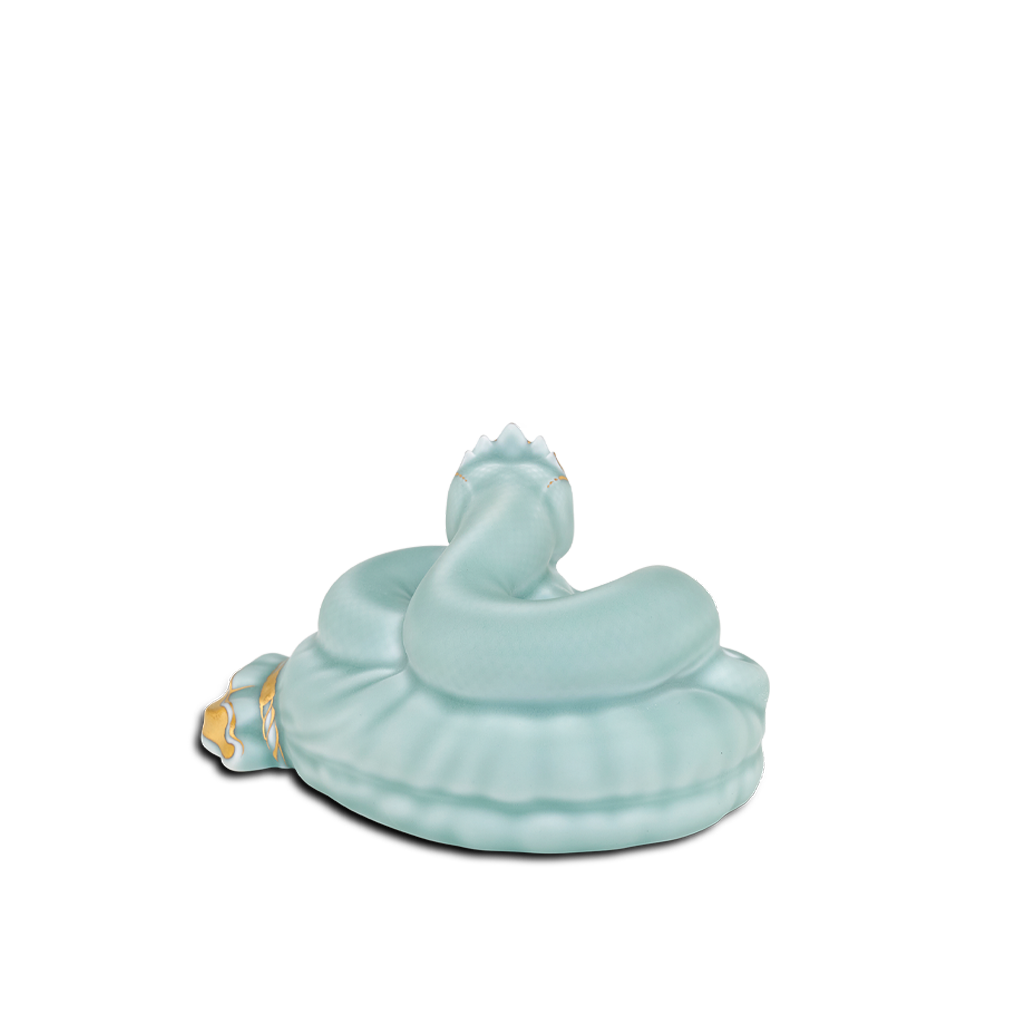 Tượng Rắn Bảo Kim 17 cm - Men Ngọc Sương Mờ