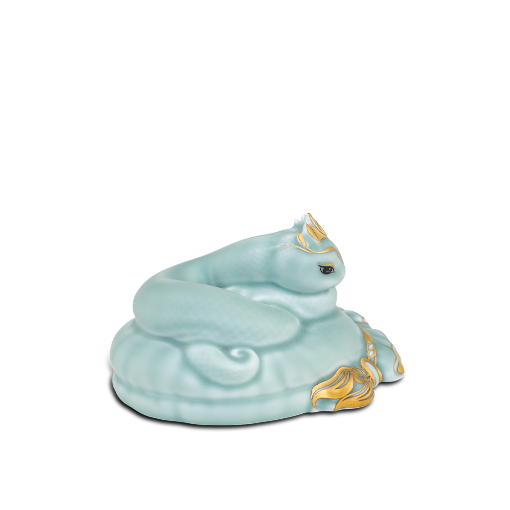 Tượng Rắn Bảo Kim 17 cm - Men Ngọc Sương Mờ