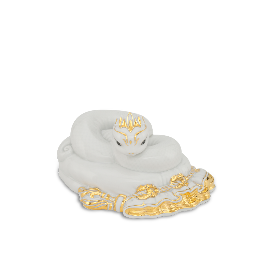 Tượng Rắn Bảo Kim 17 cm - Trắng