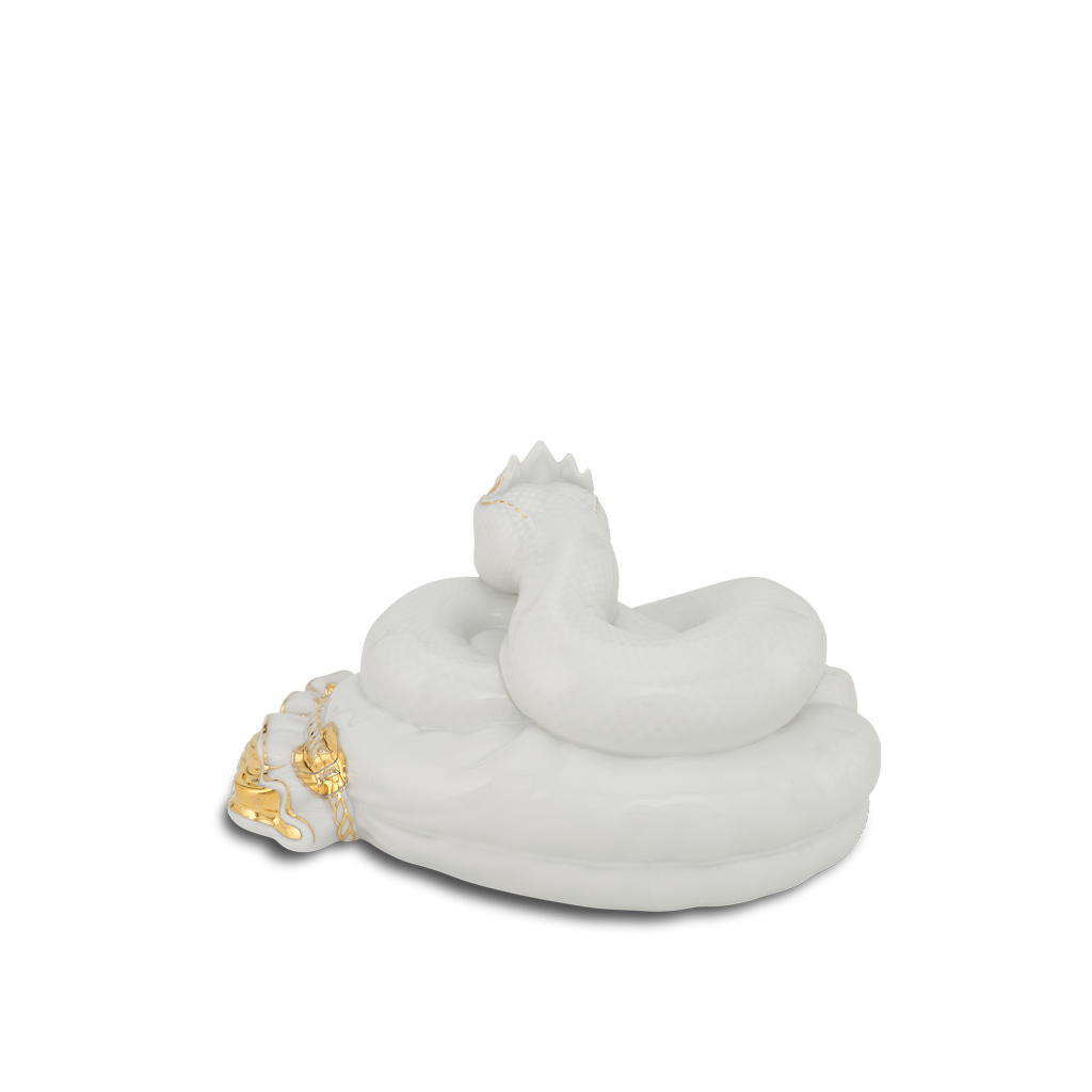 Tượng Rắn Bảo Kim 17 cm - Trắng