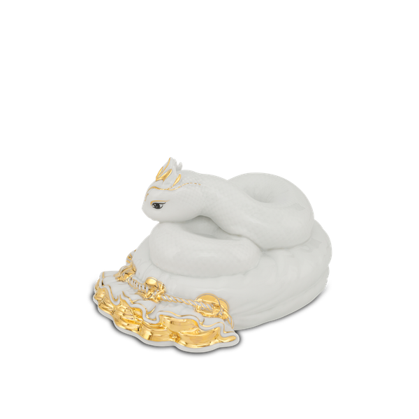 Tượng Rắn Bảo Kim 17 cm - Trắng