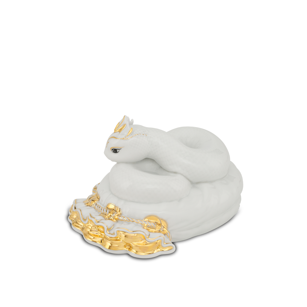 Tượng Rắn Bảo Kim 17 cm - Trắng