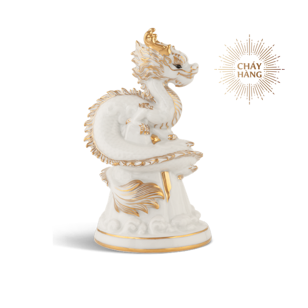 Tượng rồng Long Phù Đại Khánh 23.9 cm - Màu Trắng