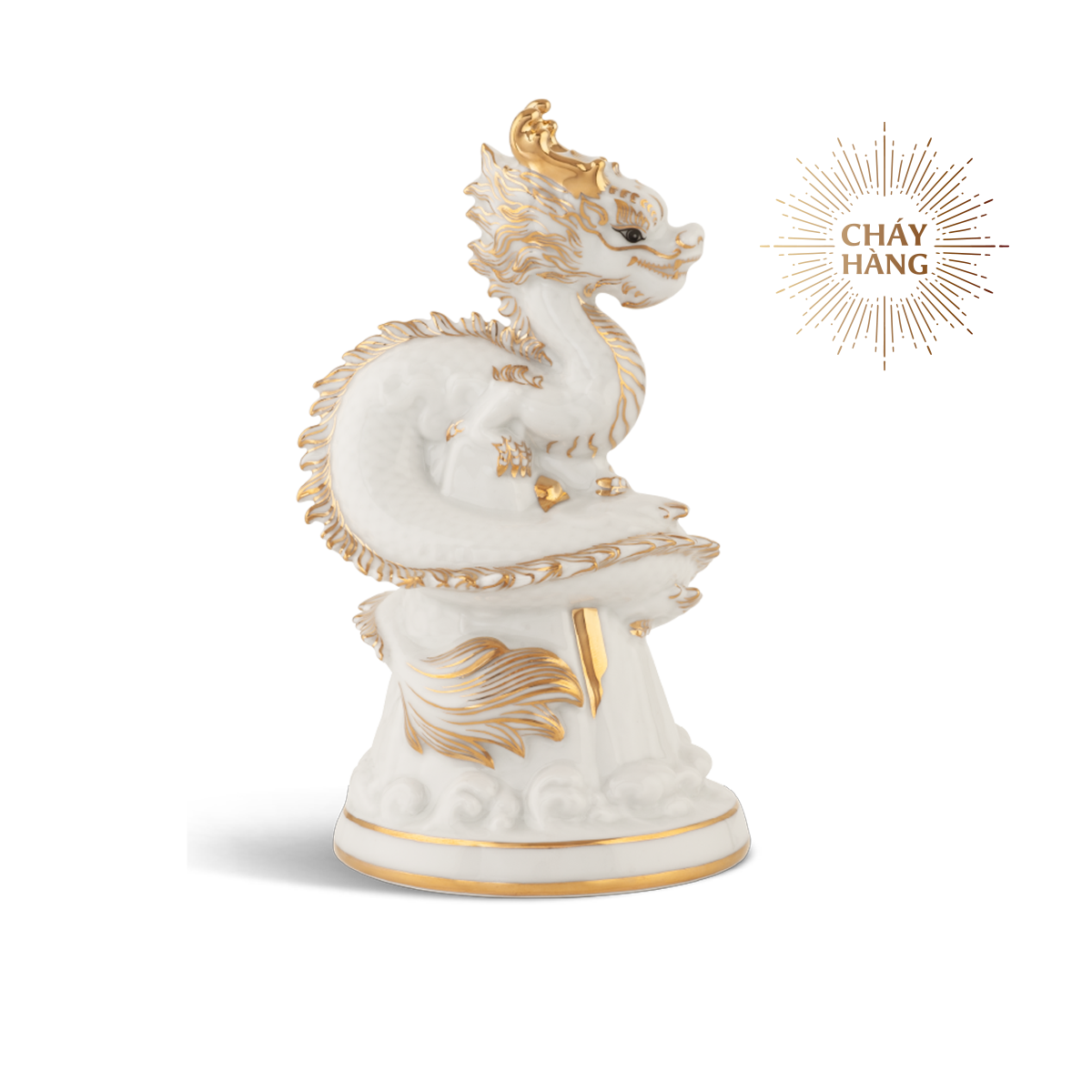 Tượng rồng Long Phù Đại Khánh 23.9 cm - Màu Trắng