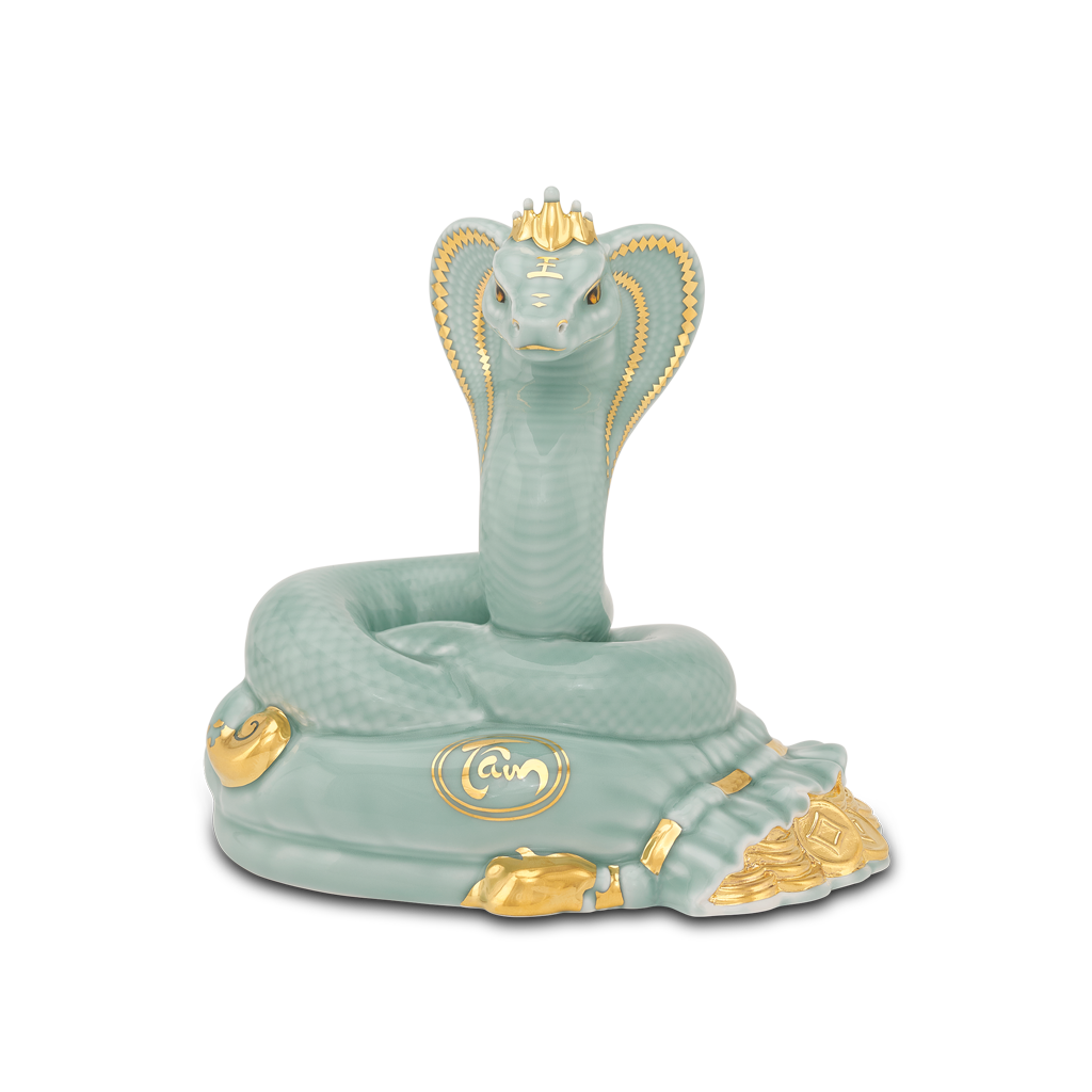 Tượng Rắn Thanh Xà Men Ngọc Sương Mờ