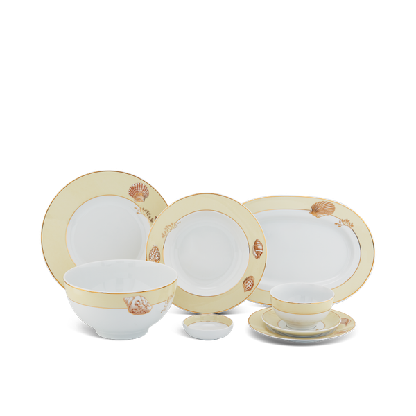 Bộ đồ ăn Âu-Á 45 sản phẩm - Camellia - Hương Biển kem