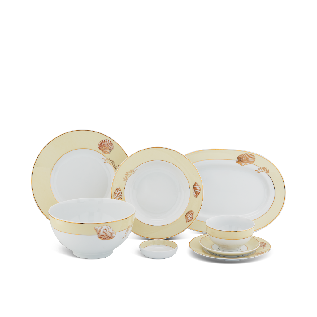 Bộ đồ ăn Âu-Á 45 sản phẩm - Camellia - Hương Biển kem