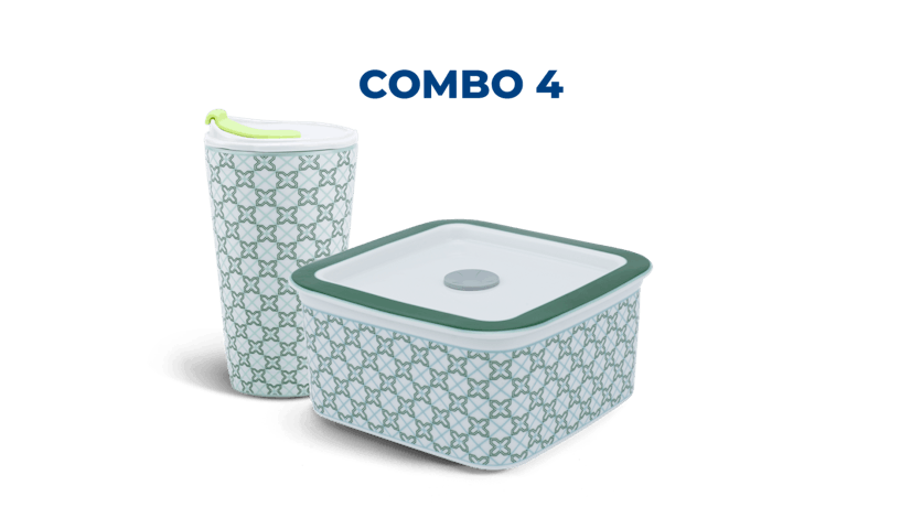 Combo 4: Ly sứ - Hộp sứ dưỡng sinh (hoa văn Komos)
