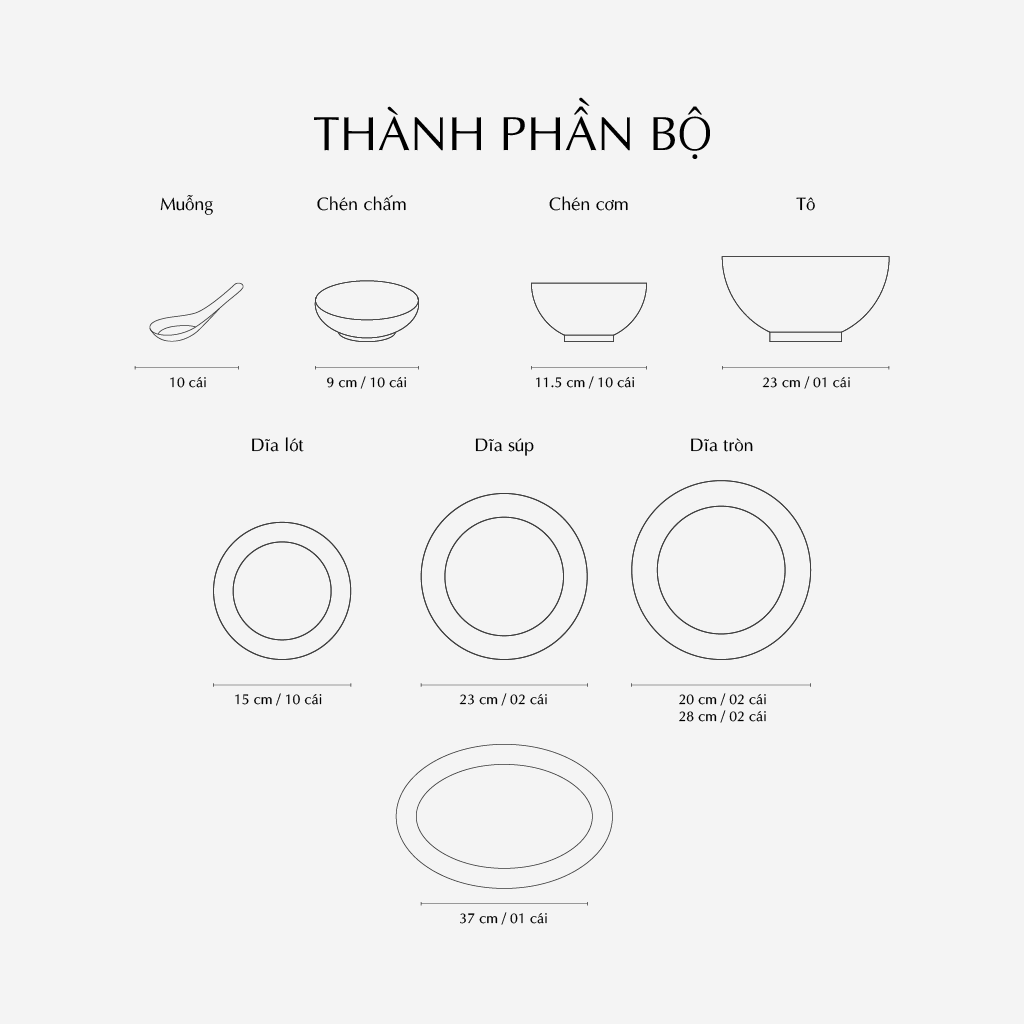 Bộ đồ ăn 10 người 48 sản phẩm - Hoàng Cung - Hồn Việt