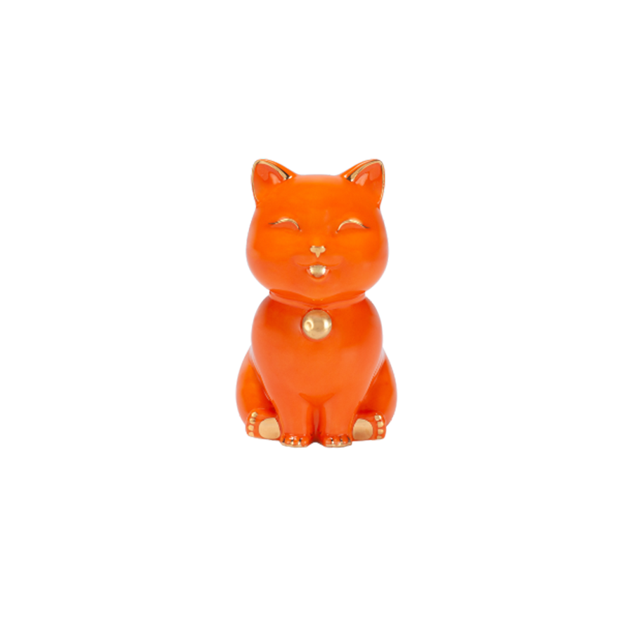 Mèo Vạn Phúc Trang trí vàng (9.5 cm) - Màu Cam