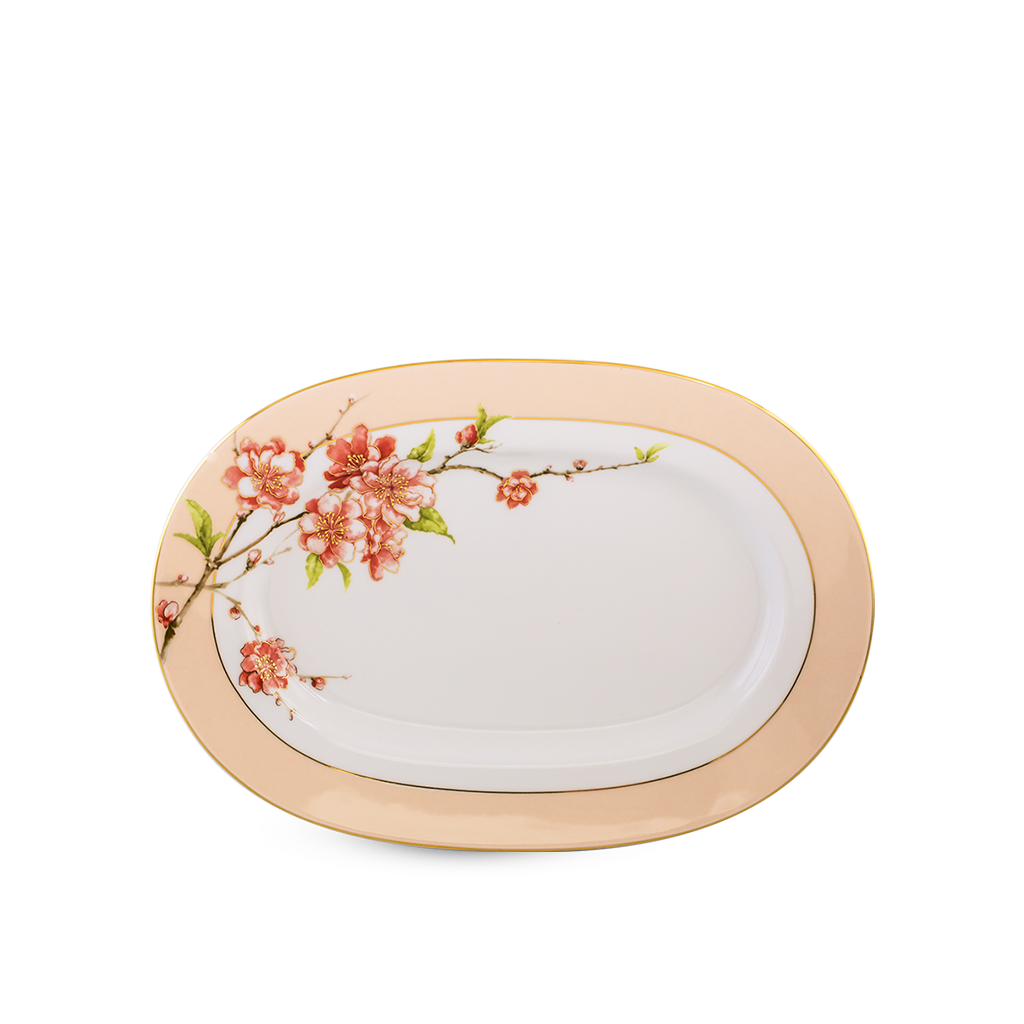 Dĩa oval 32 cm - camellia - hoa đào