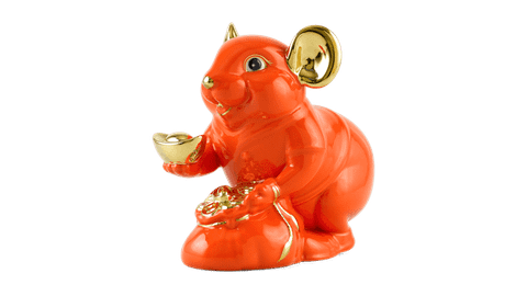  Chuột Phú 8 cm – Màu Cam - Trang trí vàng 24K 