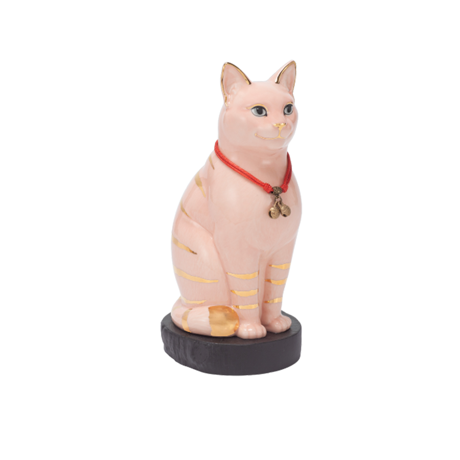 Mèo Đại Cát Trang trí vàng (23.9 cm) - Màu Hồng