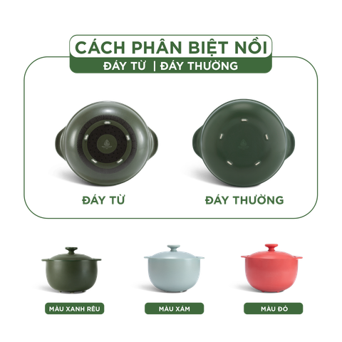  Nồi dưỡng sinh Vesta 2.0 L + nắp (CK) - Healthy Cook - Xanh Rêu 