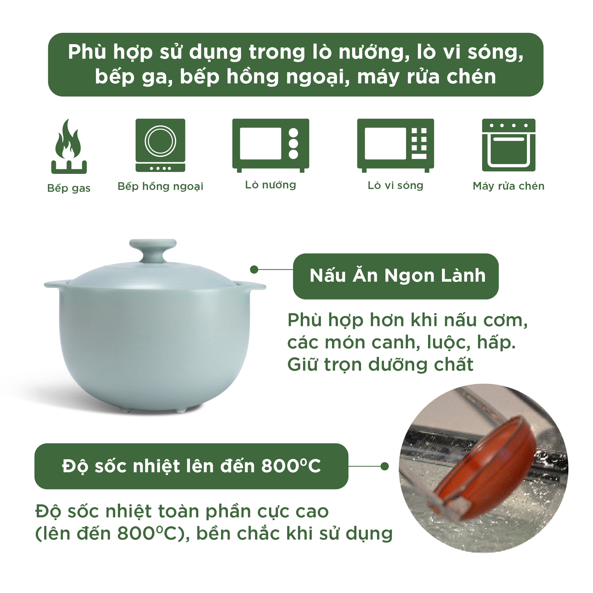 Nồi dưỡng sinh Vesta 2.0 L + nắp (CK) - Healthy Cook - Màu Xám 2