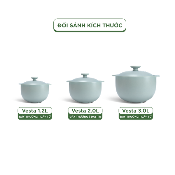 Nồi dưỡng sinh Vesta (Nồi tròn cao) 3.0 L + nắp (CK) (bếp từ) - Màu Xám 2
