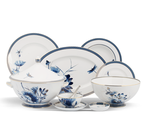  Bộ đồ ăn Âu-Á 45 sản phẩm - Hoàng Cung - Sen Vàng 