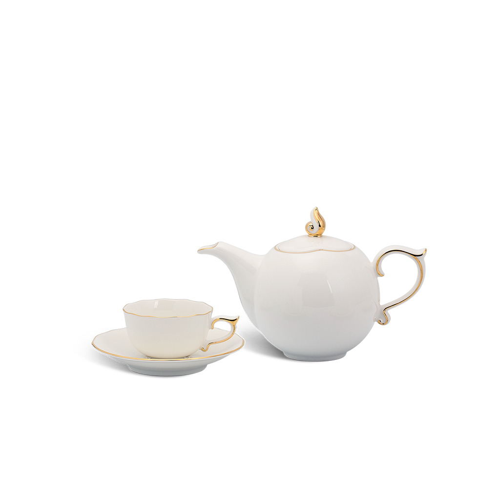 Bộ trà 0.7 l - mẫu đơn ifp - chỉ vàng