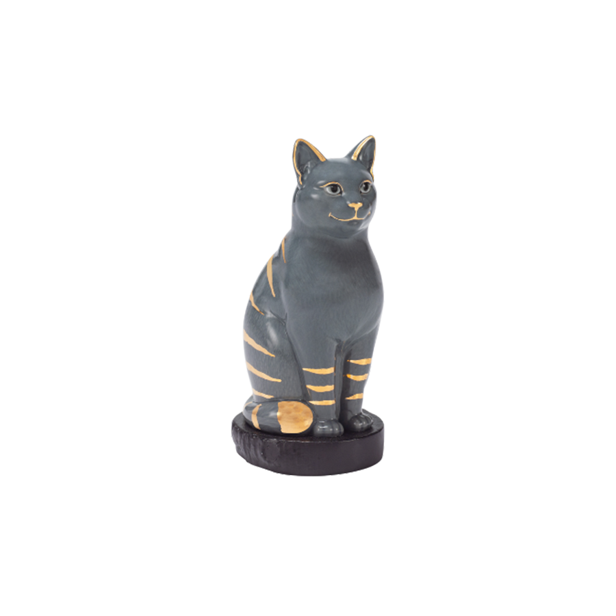 Mèo Đại Cát - Trang trí vàng (17.4 cm) - Màu xám