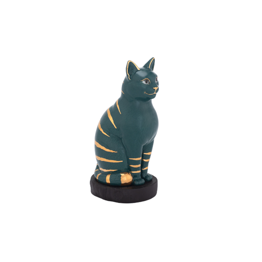 [gt] mèo đại cát - trang trí vàng (17.4 cm) - xanh đen