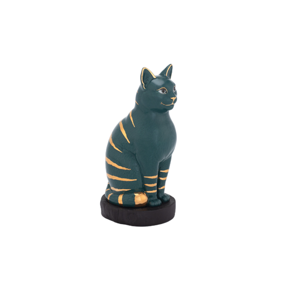 Mèo Đại Cát - Trang trí vàng (17.4 cm) - Xanh Đen