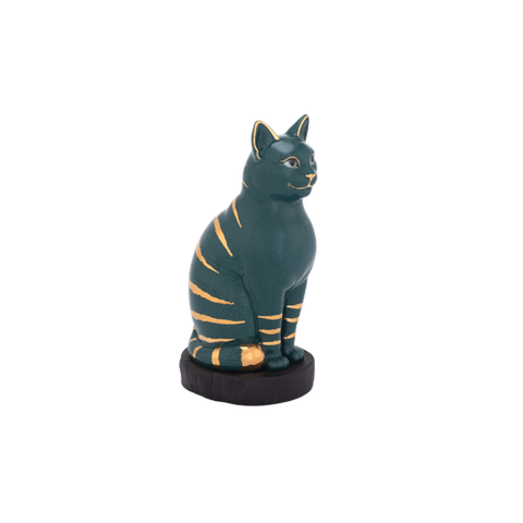  Mèo Đại Cát - Trang trí vàng (17.4 cm) - Xanh Đen 